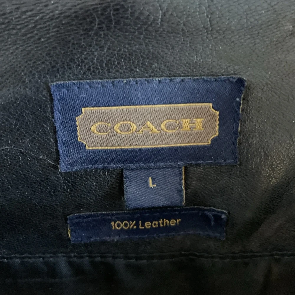 Vintage COACH Leather Women's Trench Coat Sz L Black 1996-1999 Soft Long Buttons